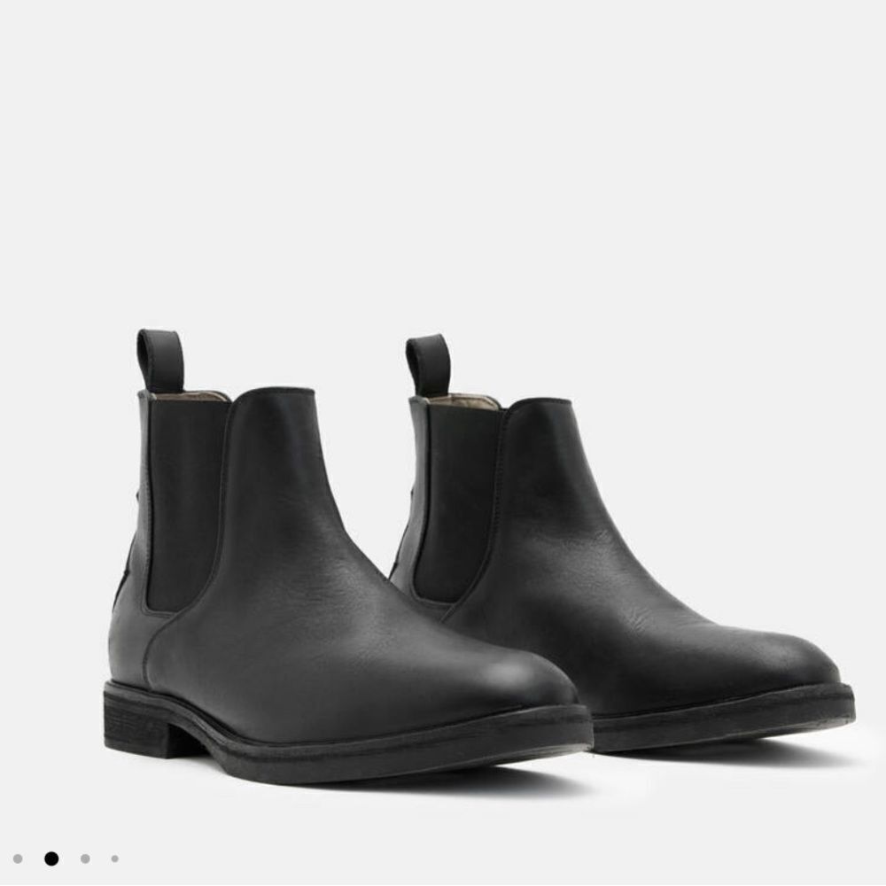All Saints Creed Leather Chelsea Boots Black Leather EU 44 US 11